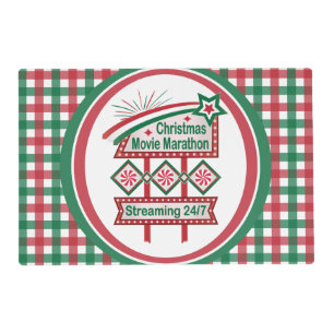 Christmas Movie Marathon Retro Marquee Festive Placemat