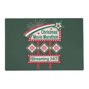 Christmas Movie Marathon Retro Marquee Festive Placemat