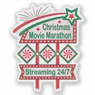Christmas Movie Marathon Retro Marquee Festive Sticker