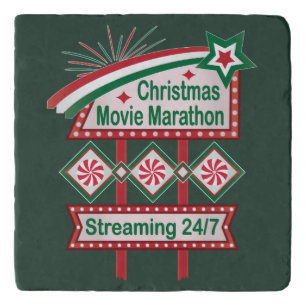 Christmas Movie Marathon Retro Marquee Festive Trivet