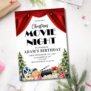 Christmas Movie Night Birthday Outdoor Backyard Invitation
