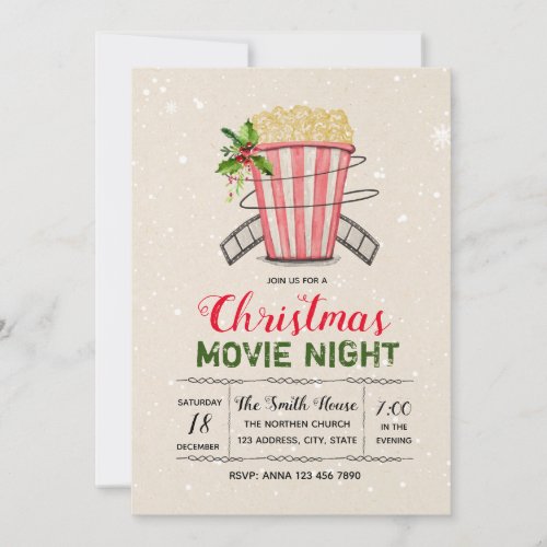 Christmas movie night invitation