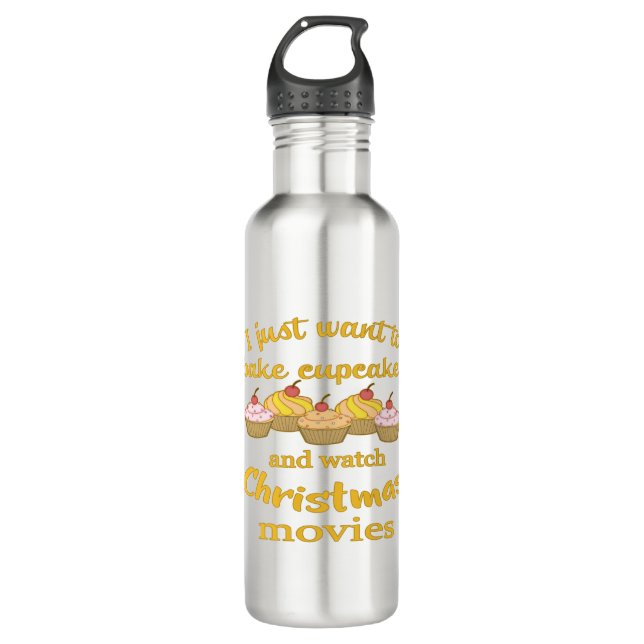 Christmas Movies and Baking Stainless Steel Water Bottle (Front)