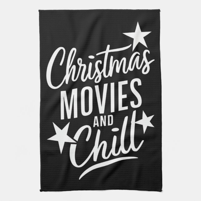 Christmas Movies And Chill Family Xmas Gift Kitchen Towel (Vertical)