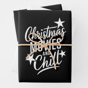 Christmas Movies And Chill Family Xmas Gift Wrapping Paper Sheets