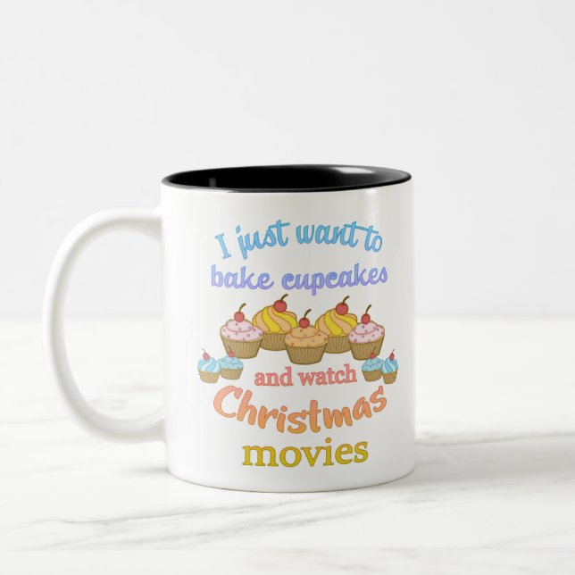 Christmas Movies and Cupcakes Two-Tone Coffee Mug (Left)