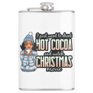 Christmas Movies & Hot Chocolate Black Sista Flask