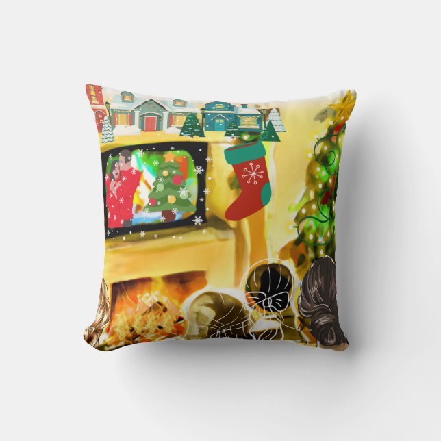 Christmas Movies Throw Pillow (Front)