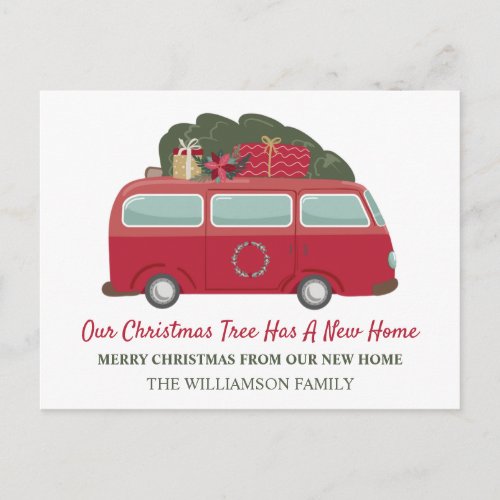 Christmas Moving Announcement  Camper  Tree  Postcard