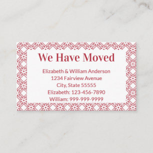 Christmas Moving Announcement Red & White Pattern