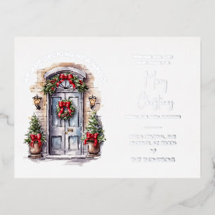 Christmas Moving Announcement Silver Foil Postcard