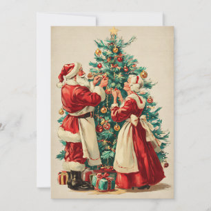 Christmas Mr and Mrs Claus Retro Vintage Simple Holiday Card