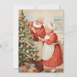 Christmas Mr and Mrs Claus Retro Vintage Simple Holiday Card