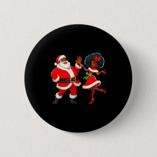 Christmas Mr Santa Mrs Claus Dancing African Ameri Button