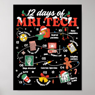 Christmas Mri Tech 12 Days Of Mri Technician New M Poster