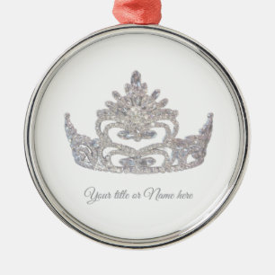 Christmas Mrs. America-like Crown Glass Ornament