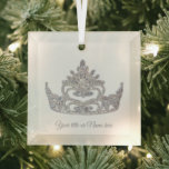 Christmas Mrs. America-like Crown Glass Ornament