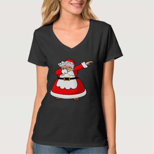 Christmas Mrs Claus Holiday Dabbing Mrs Claus T_Shirt