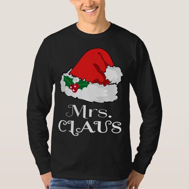 Christmas Mrs. Claus Matching Pajama Santa Hat X-m T-Shirt (Front)