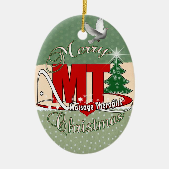 CHRISTMAS MT  Massage Therapist Ceramic Ornament (Front)