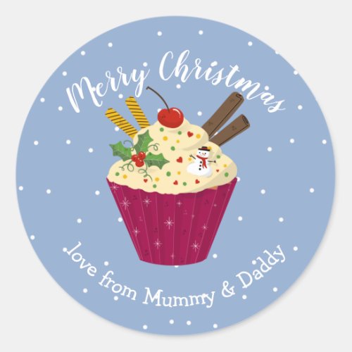 christmas muffin cupcake santa child gift wrapping classic round sticker