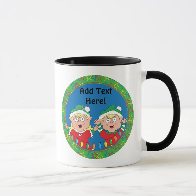 Christmas Mug 11 oz. "Elves" Personalize (Right)