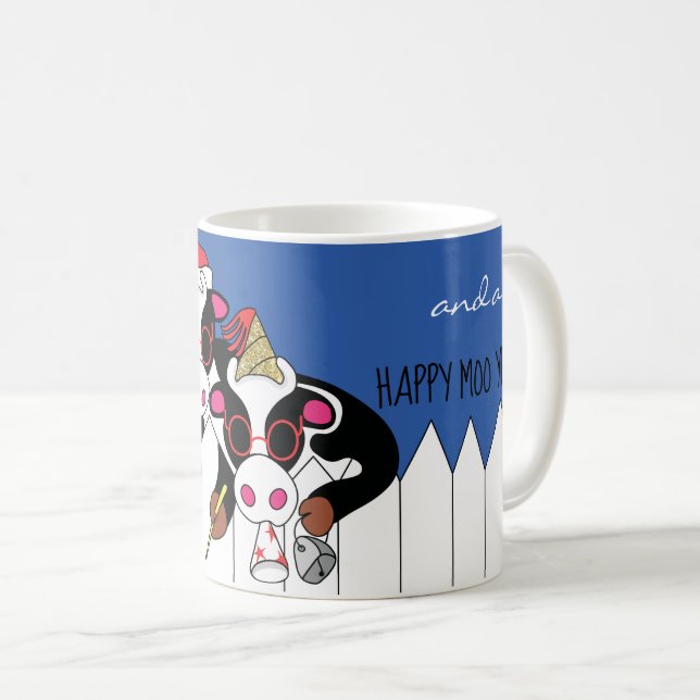 Christmas Mug 11 oz. "Happy Moo Year" (Front Right)