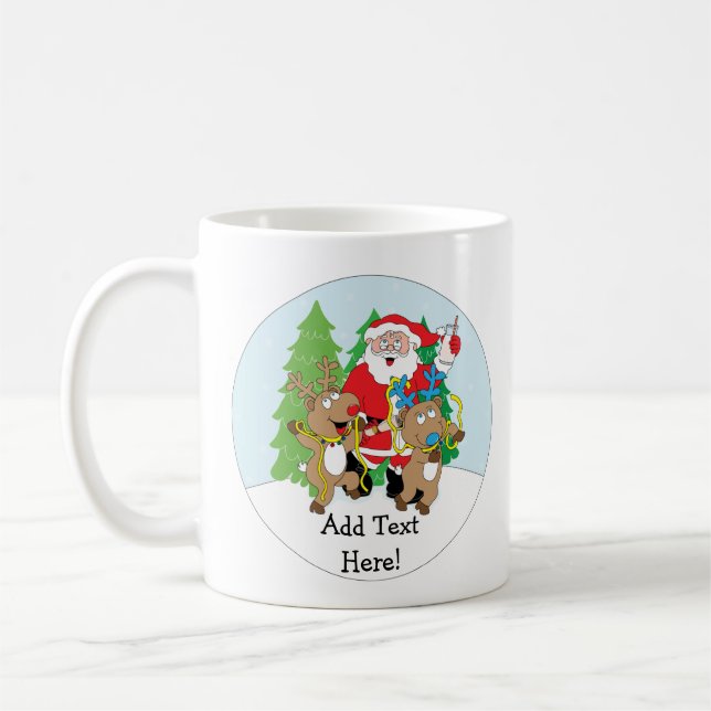 Christmas Mug 11 oz. Santa Reindeer Personalize (Left)