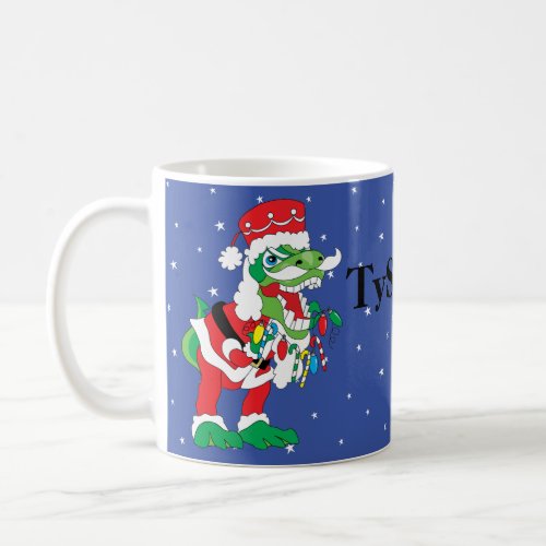 Christmas Mug 11 oz TySANTAsaurus Rex Stars