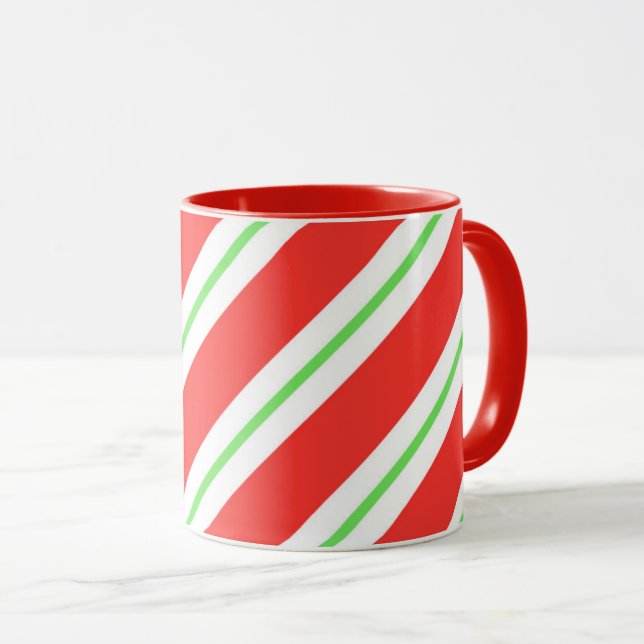 Christmas Mug-Candy Cane Striped Mug (Front Right)