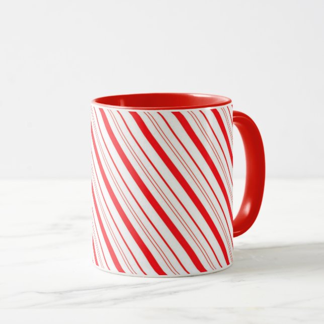 Christmas Mug-Candy Cane Striped Mug (Front Right)