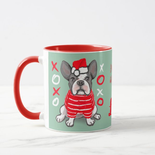 Christmas mug French bulldog fun customizable  (Left)
