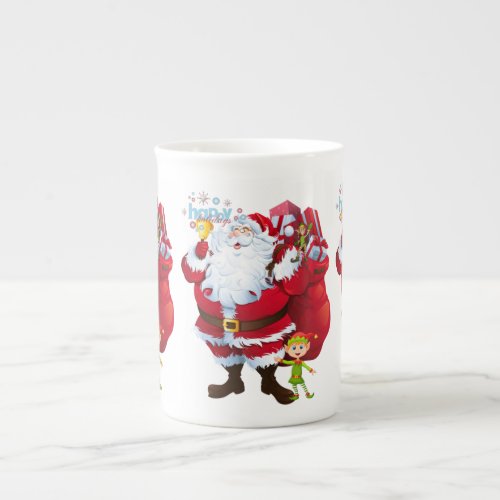 Christmas Mug Happy Holidays Santa Bone China Mug