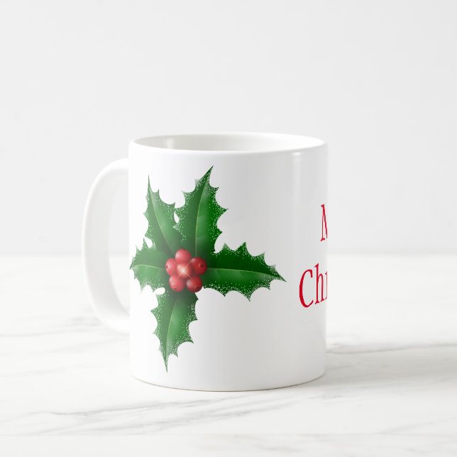 Christmas Mug-Holly Coffee Mug (Front Left)