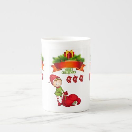 Christmas Mug Merry Christmas Elf Bone China Mug