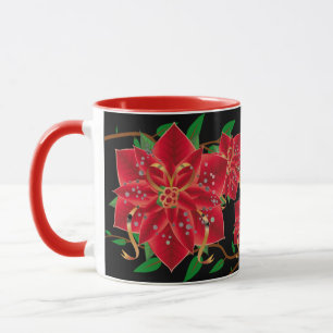 Christmas Mug-Red Poinsettias Mug