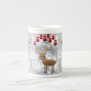 Christmas Mug, Reindeer Bone China Mug