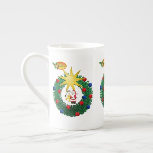 Christmas Mug Santa Merry Christmas Bone China Mug