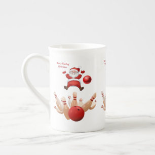 Christmas Mug, Santa, Merry Christmas Bowling Bone China Mug