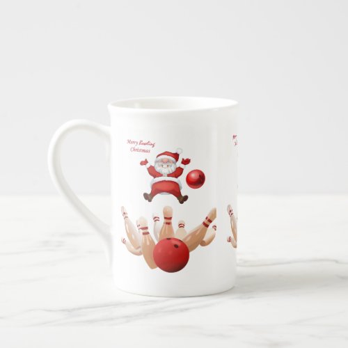 Christmas Mug Santa Merry Christmas Bowling Bone China Mug