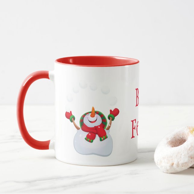 Christmas Mug-Snowman-Boas Festas Mug (With Donut)