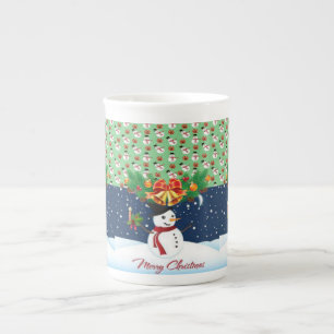 Christmas Mug, Snowman, Merry Christmas Bone China Mug