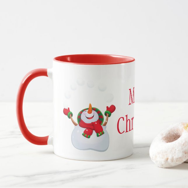 Christmas Mug-Snowman-Merry Christmas Mug (With Donut)