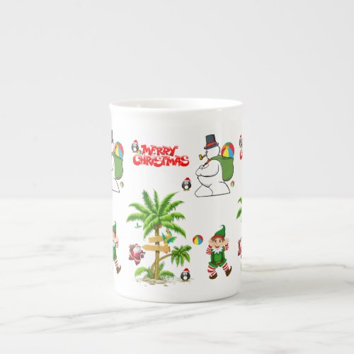 Christmas Mug Snowman Summer Beach Santa Bone China Mug