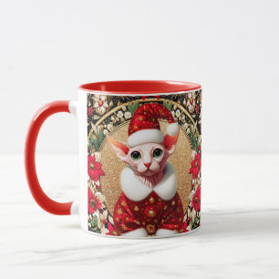 Christmas Mug Sphynx Cat Santa Elf
