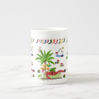 Christmas Mug, Summer Beach Bum Santa Bone China Mug