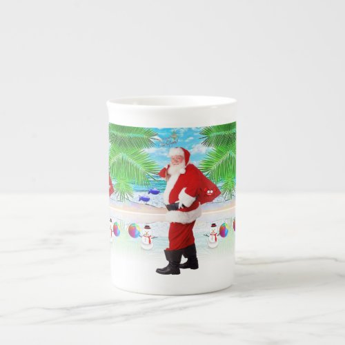 Christmas Mug Summer Beach Bum Santa Bone China Mug