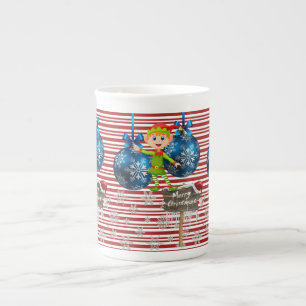 Christmas Mug, Vintage, Merry Christmas Elf Bone China Mug