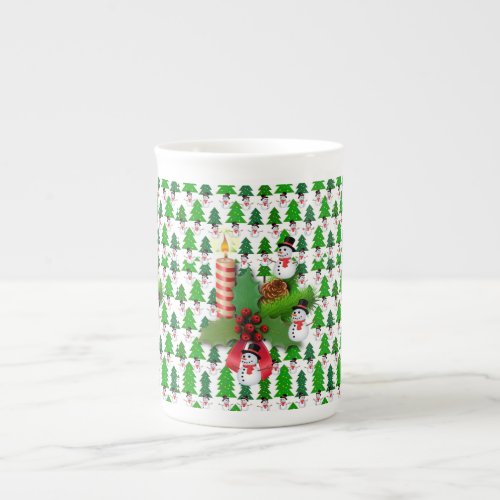 Christmas Mug Vintage Merry Christmas Snowman Bone China Mug