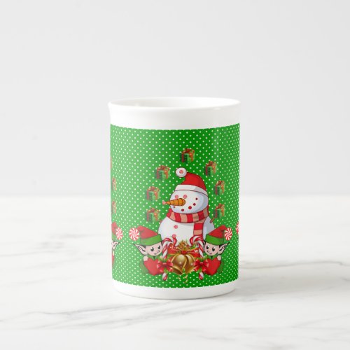 Christmas Mug Vintage Merry Christmas Snowman Bone China Mug